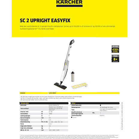 Kärcher SC 2 Upright EasyFix damprenser