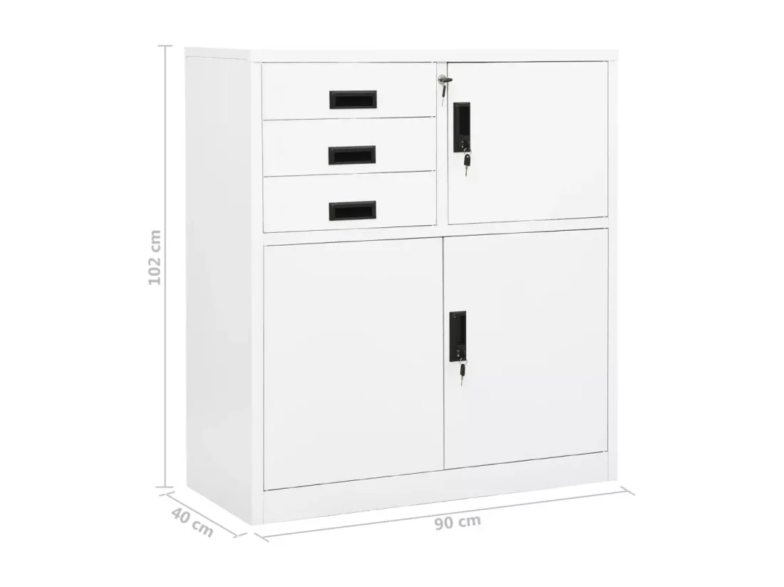 Armoire de bureau Blanc 90x40x102 cm Acier