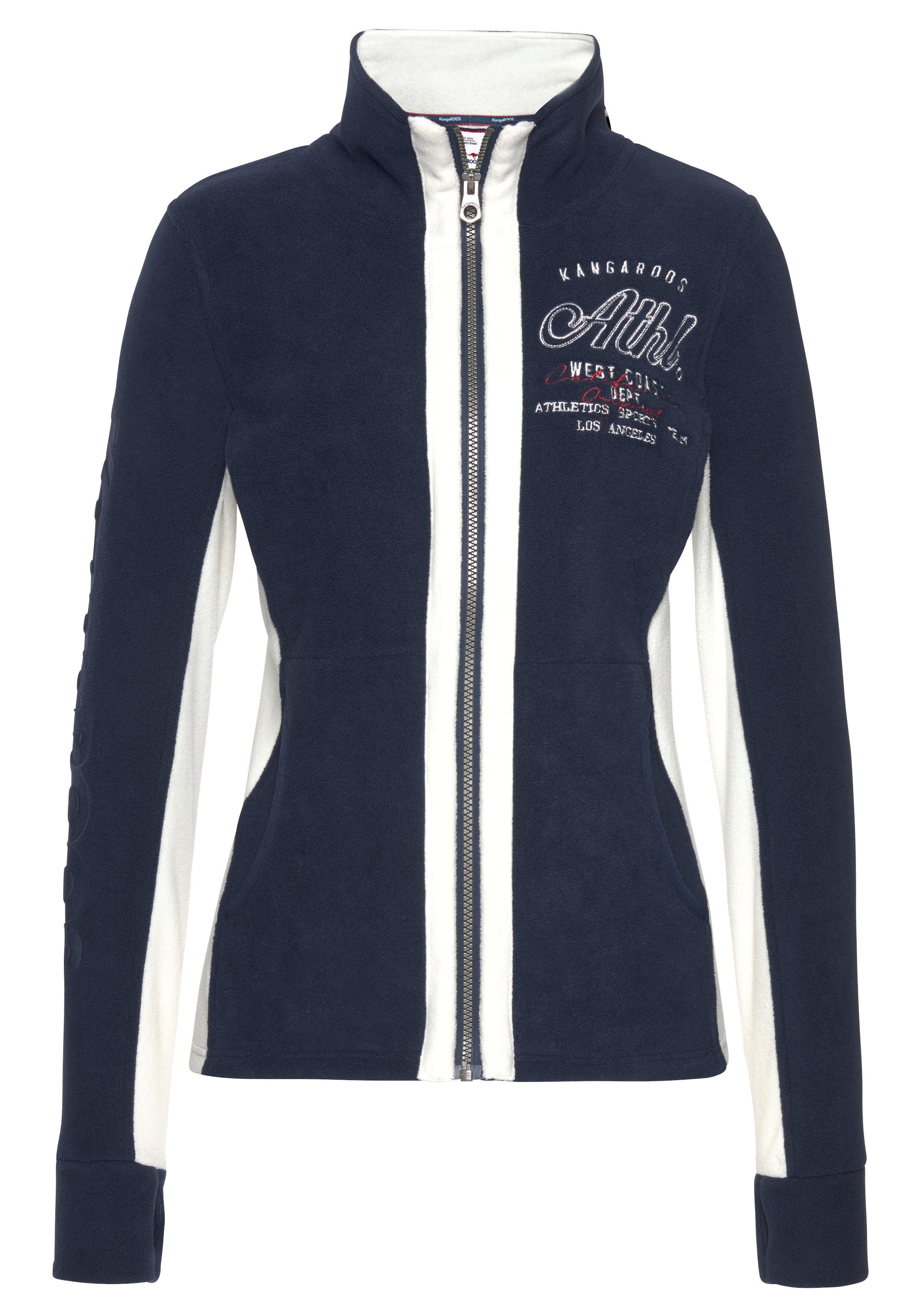 KangaROOS Fleecejacke ohne Kapuze für kalte Tage,  schnelltrocknend,  wärmend,  figurbetonter Schnitt