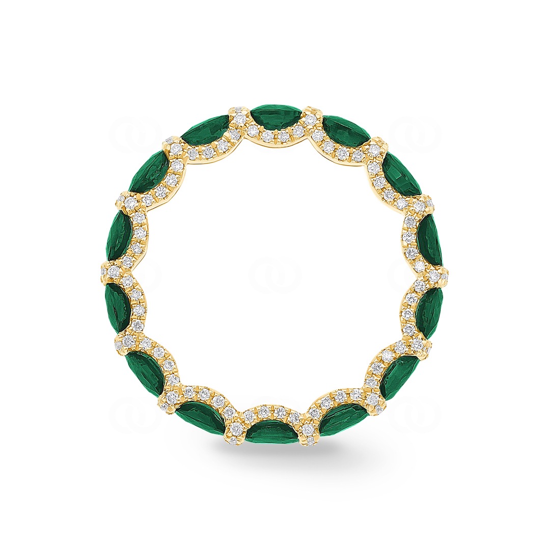 Mémoire-Ring 750/18 K Gelbgold mit Smaragden & Diamanten 0.41 ct H/si