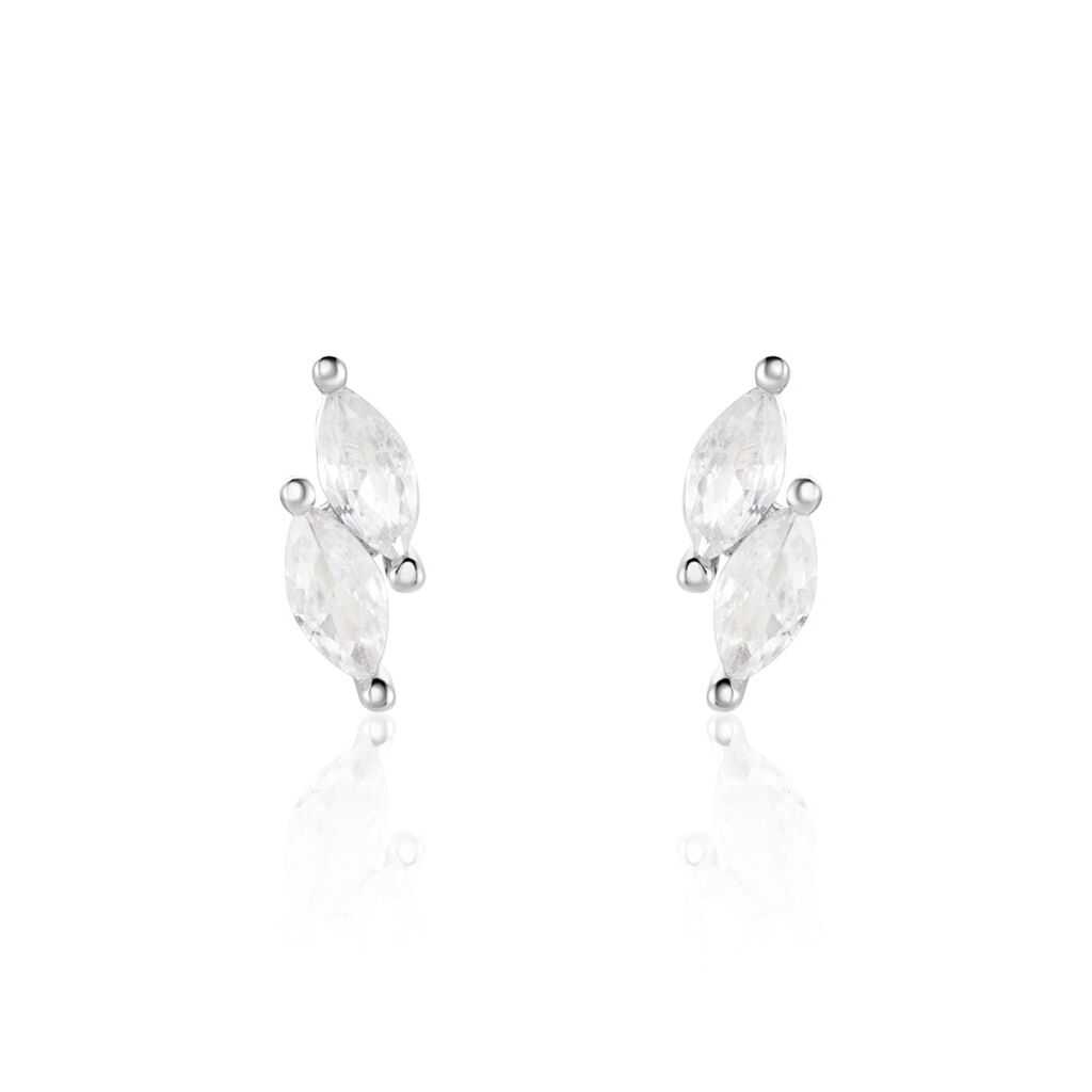 Boucles D'oreilles Puces Winter Sweetness Argent Blanc Oxyde