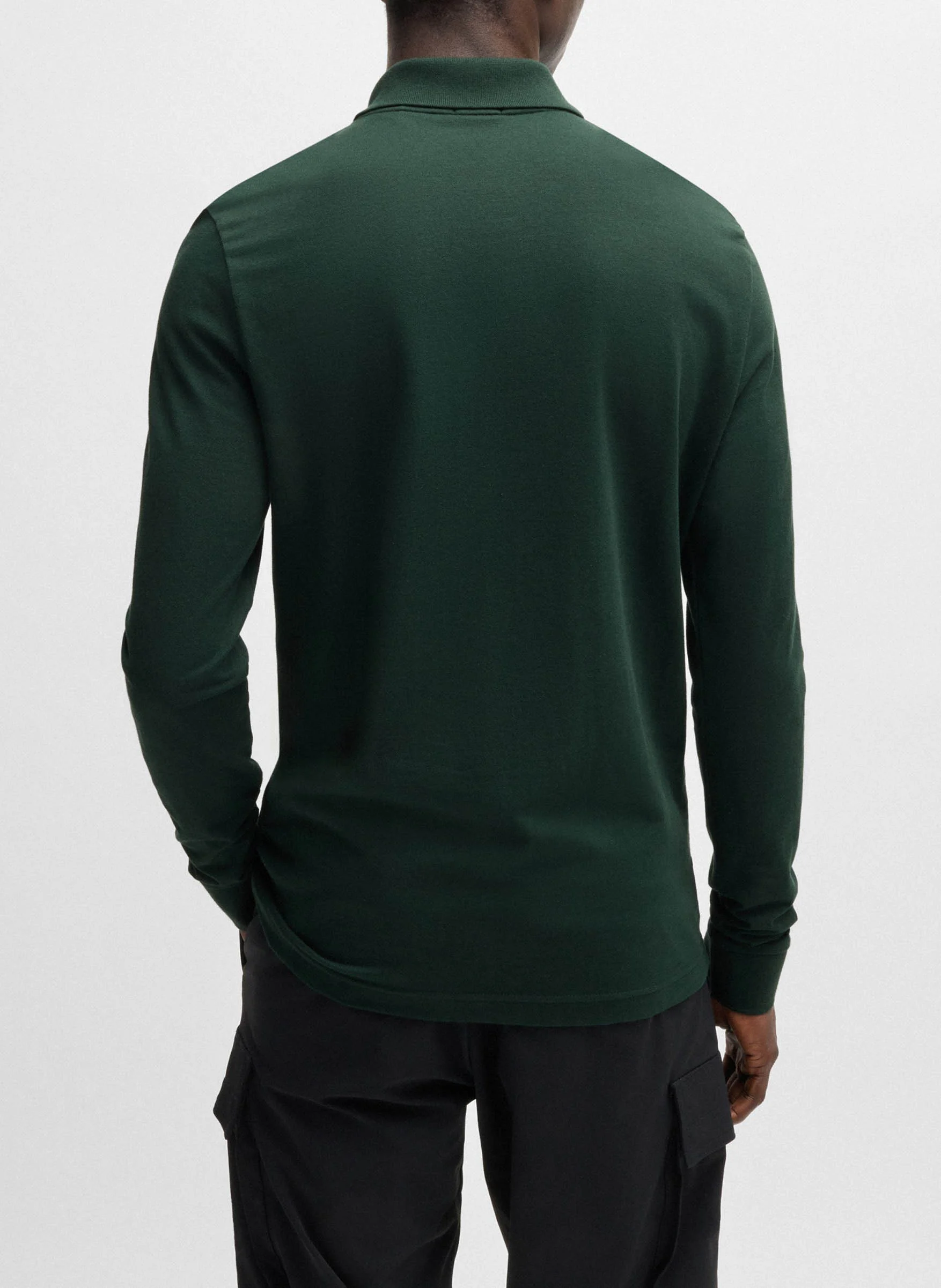 Polo à manches longues regular-fit en coton mélangé | Kaki
