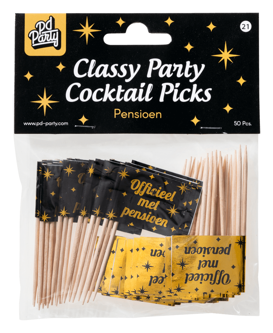 Cocktailprikkers Pensioen 6,5cm 50st