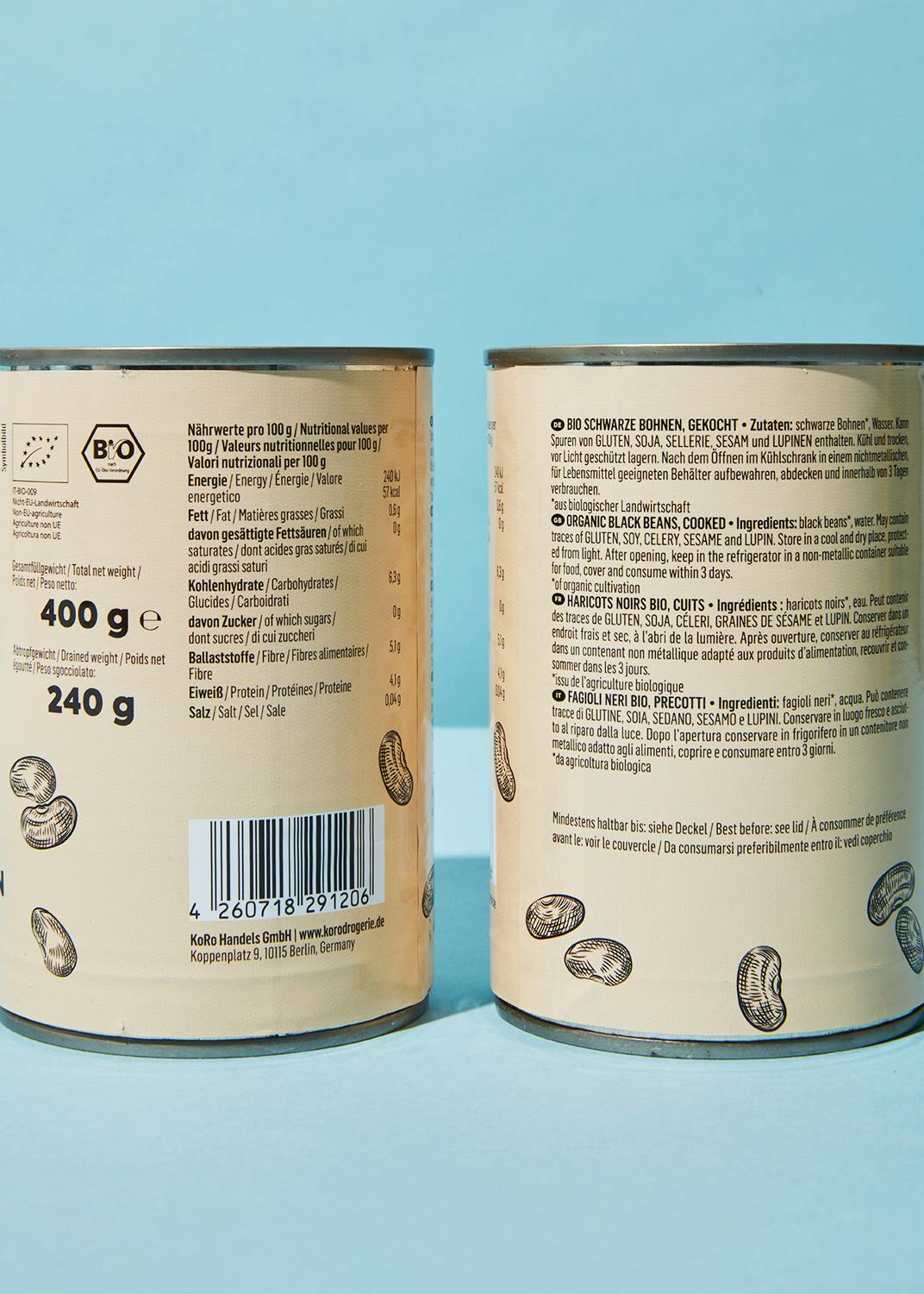 Schwarze Bio Bohnen in der Dose 240 g