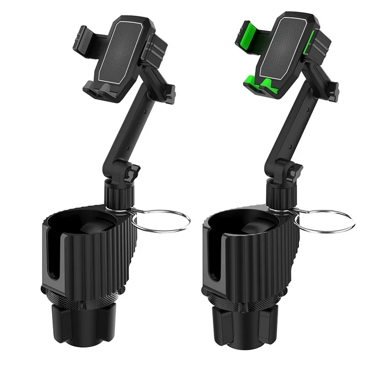 Universal 360° Verstellbare Schwanenhals Multi-Funktion Auto KFZ Smartphone Halterung mit Getränkehalter - Grün / Schwarz
