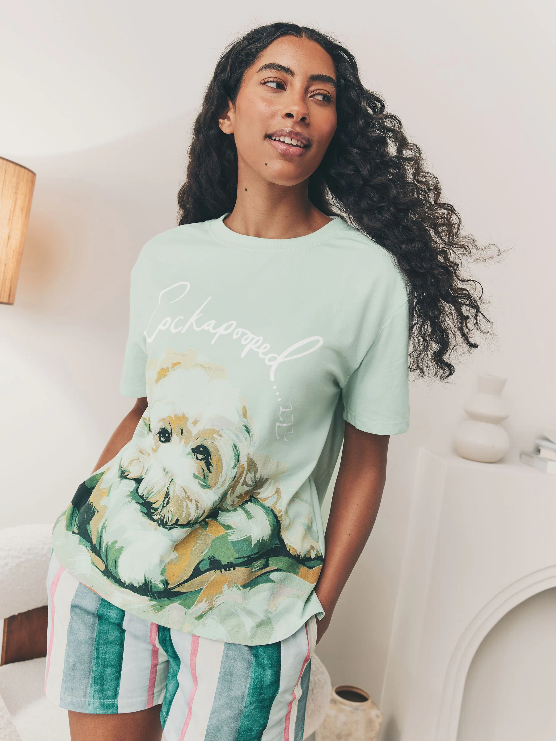 Blue Charlie The Cockapoo - Set van 100% katoenen shortpyjama