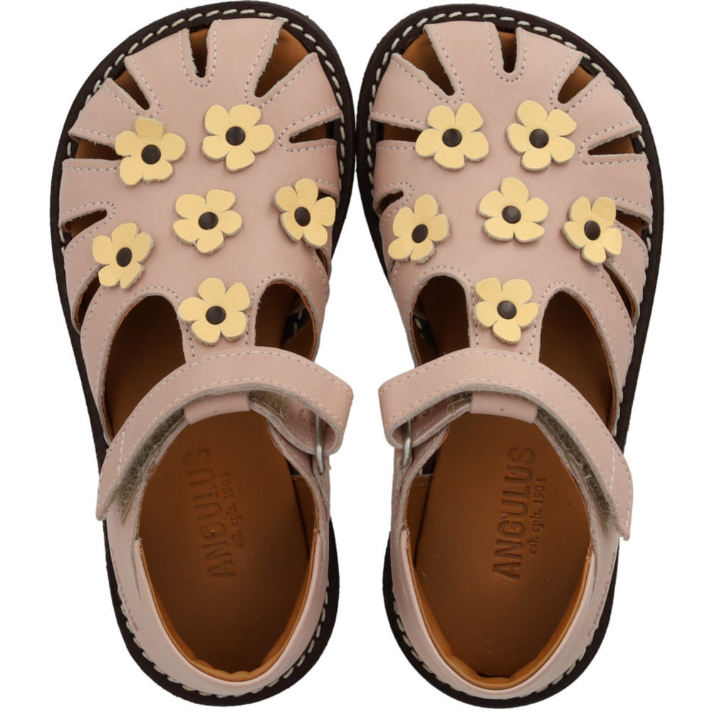 Køb Angulus Rosebud/Mellow Yellow Sandal Med Blomsterapplikationer