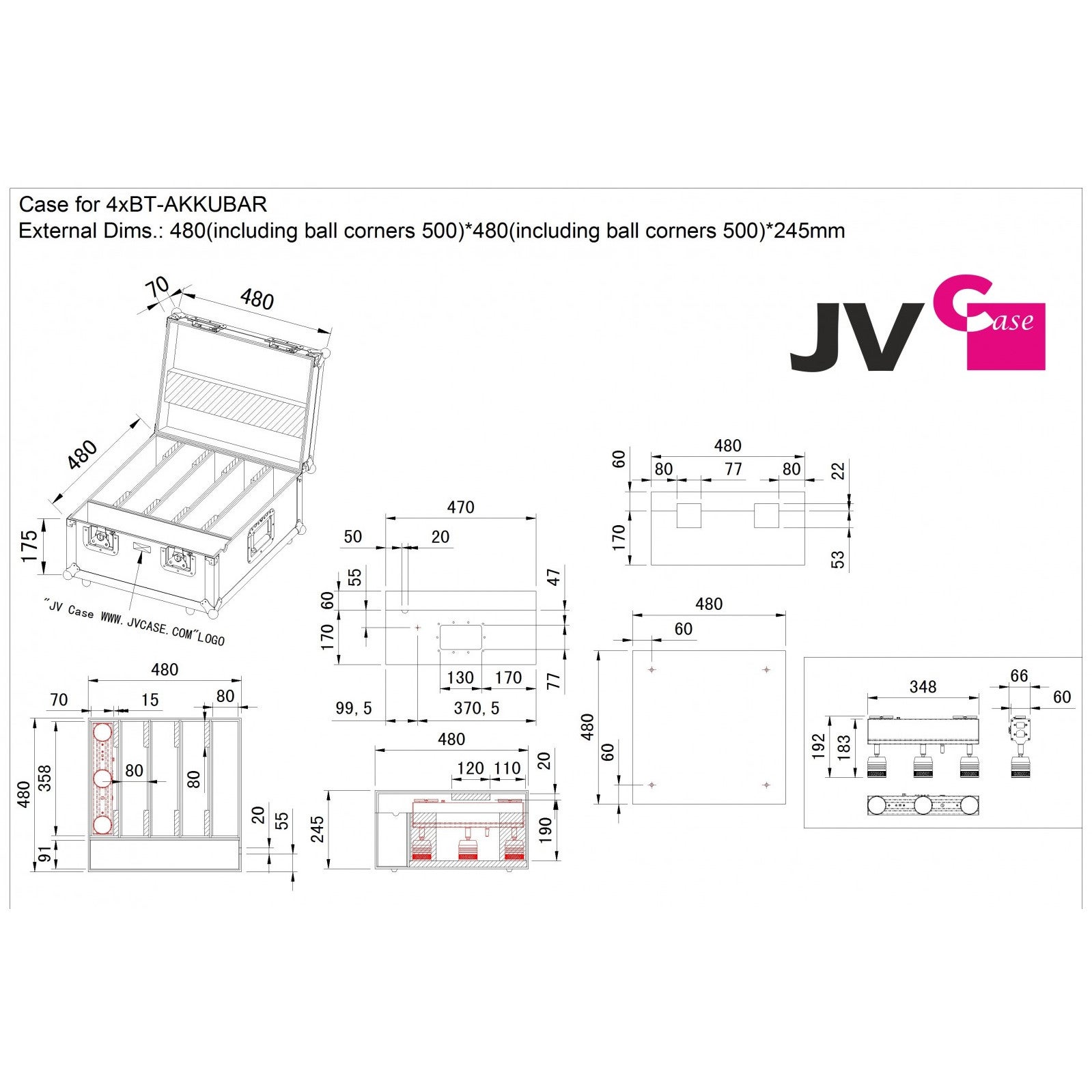 JV Case B03298 case voor 4x Briteq BT-AKKUBAR