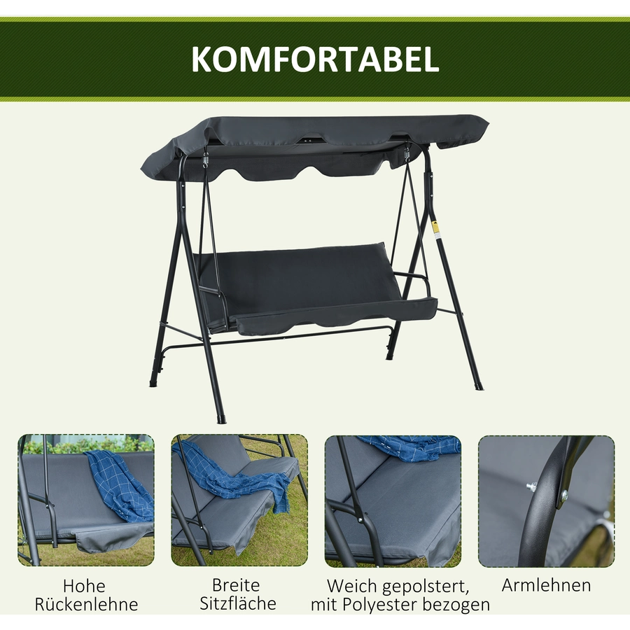 Outsunny Hollywoodschaukel mit neigungsverstllbaren Sonnendach bunt