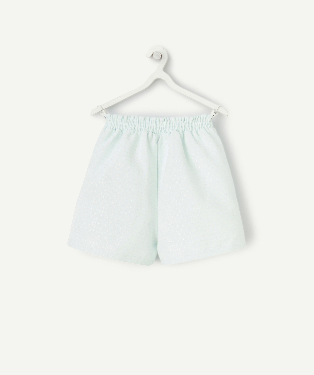 SHORT FILLE BLEU CLAIR AVEC IMPRIMÉ LOSANGE PAILLETÉ COULEUR ARGENTÉE