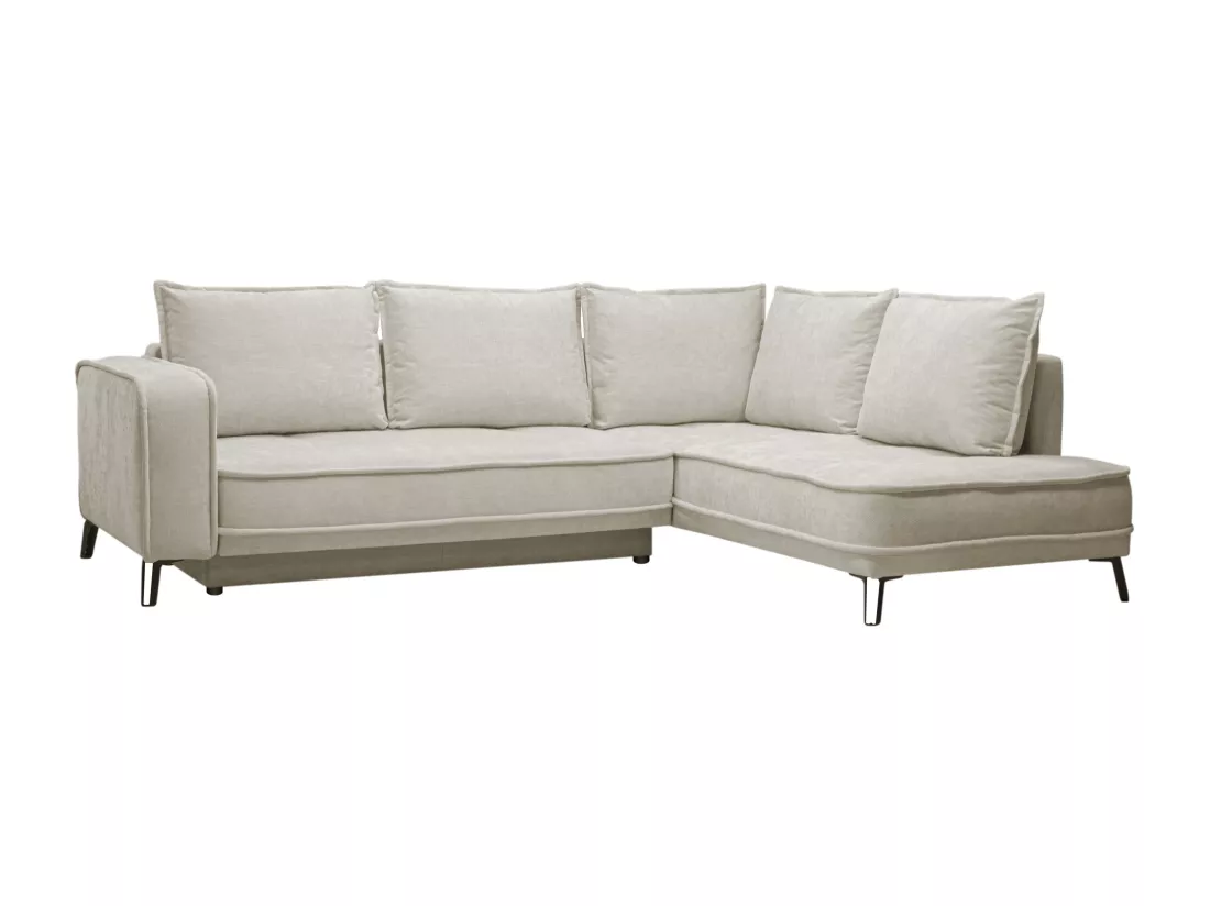 Canapé d'angle droit convertible en tissu beige BALCORIA de Maison Céphy