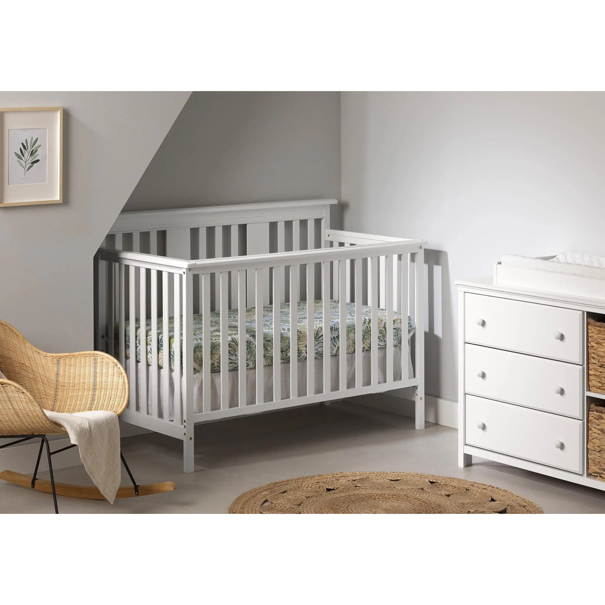 South Shore Couchette Avec Barrière de Transition Cotton Candy - Blanc Solide