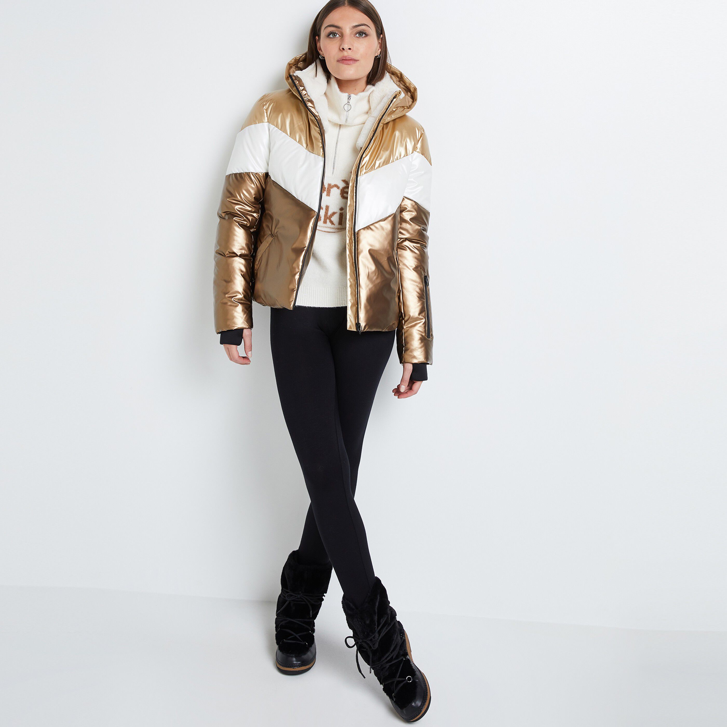 Doudoune color block femme - OR