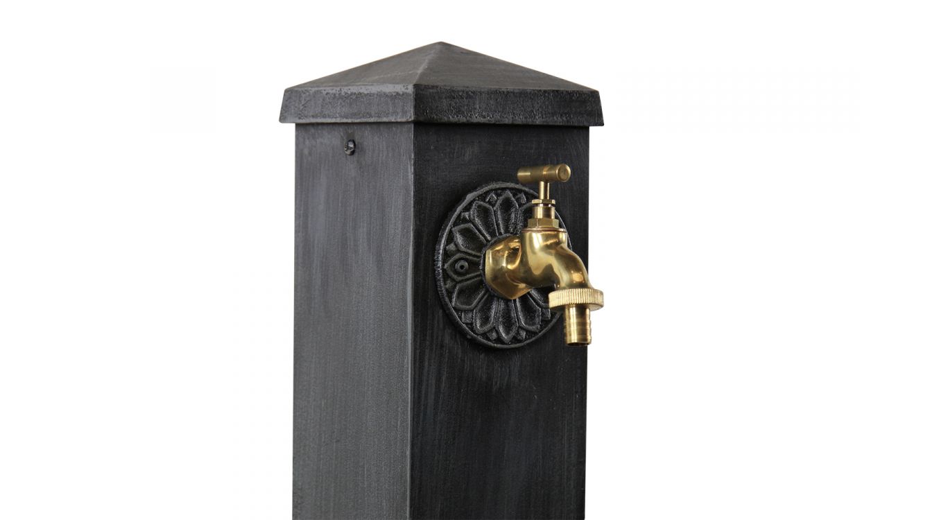 Fontaine de jardin aluminium gris 22.5x22.5x91cm