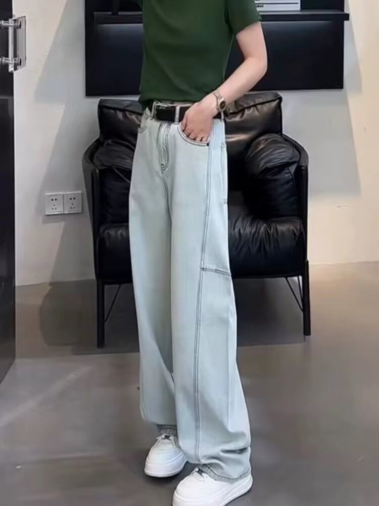 Wildfoea - High Waist Washed Wide Leg Jeans