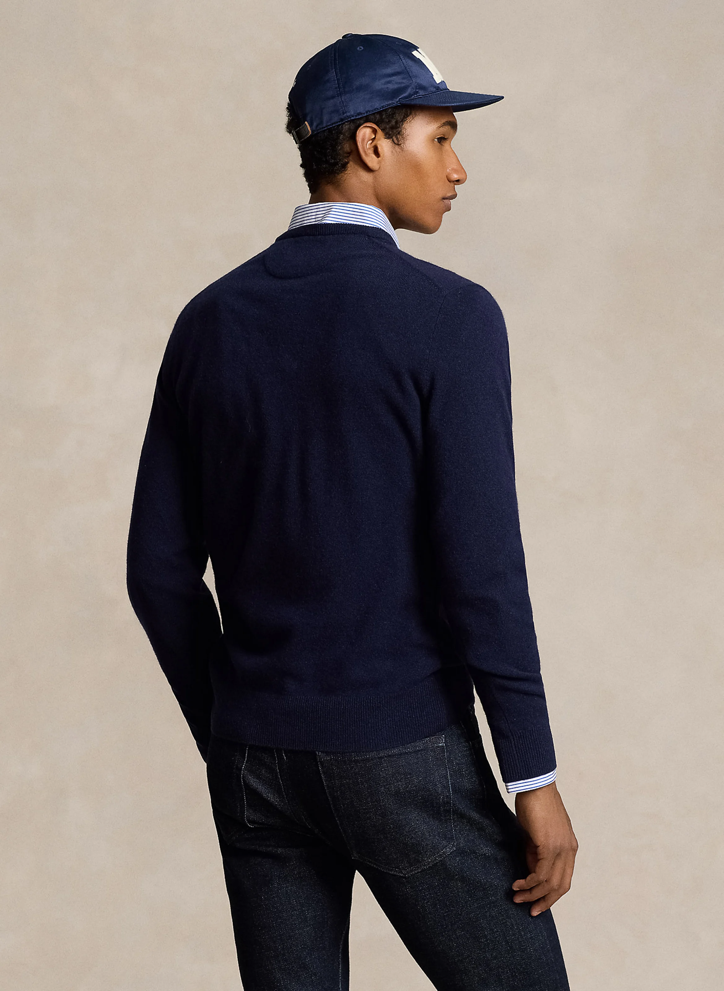 Pull col rond en laine | Bleu