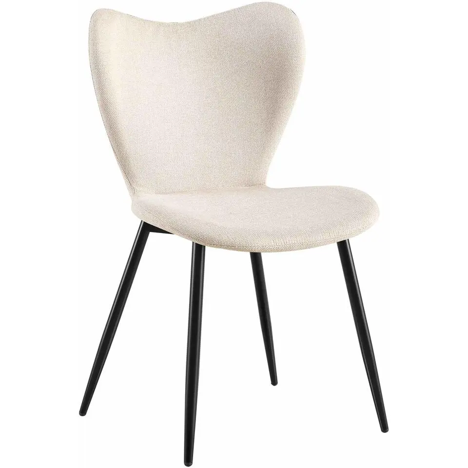 CLP Eetkamerstoel Maika zwart Frame - Stof - creme