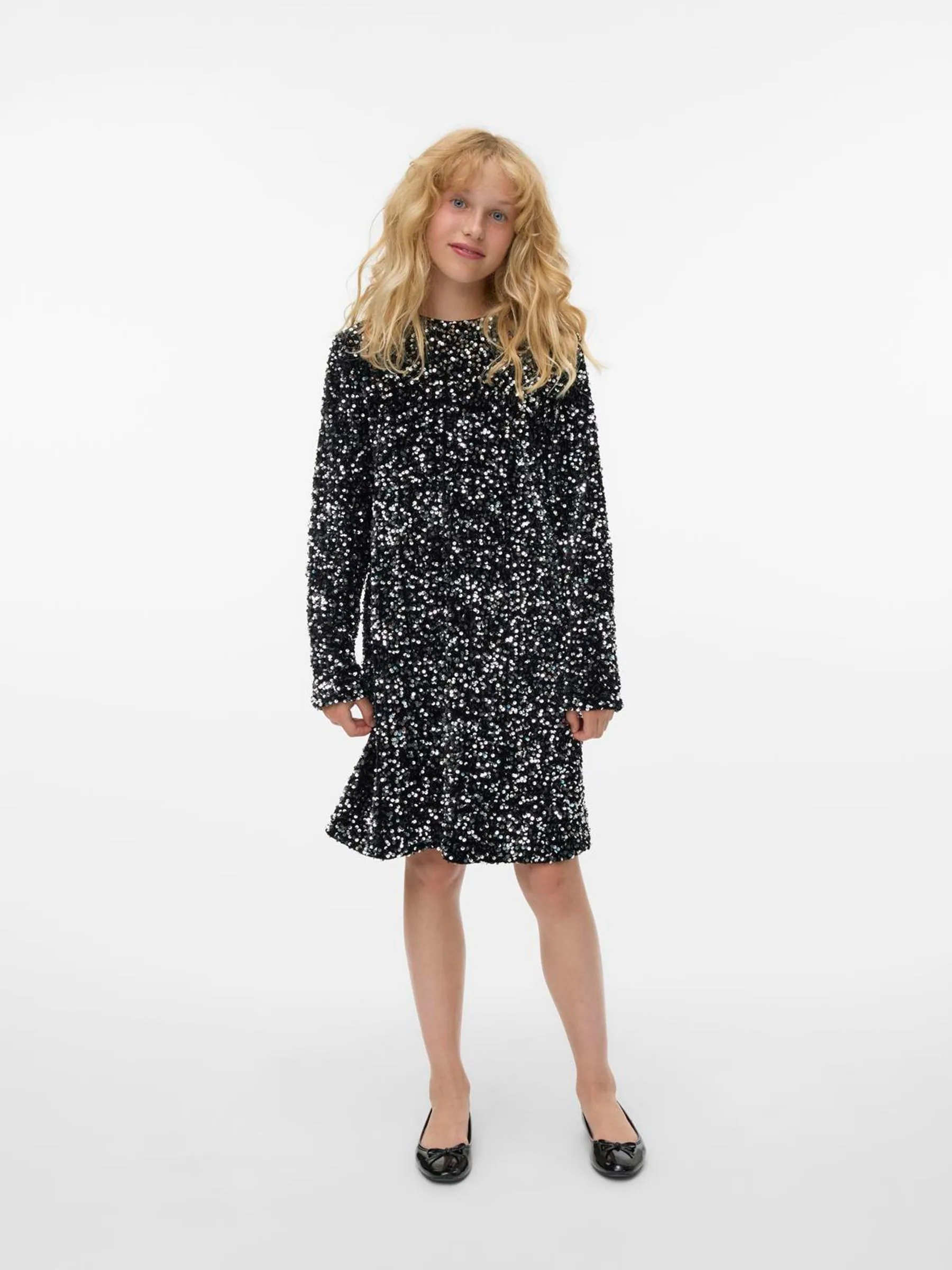 VERO MODA Sequin Long Sleeve Dress