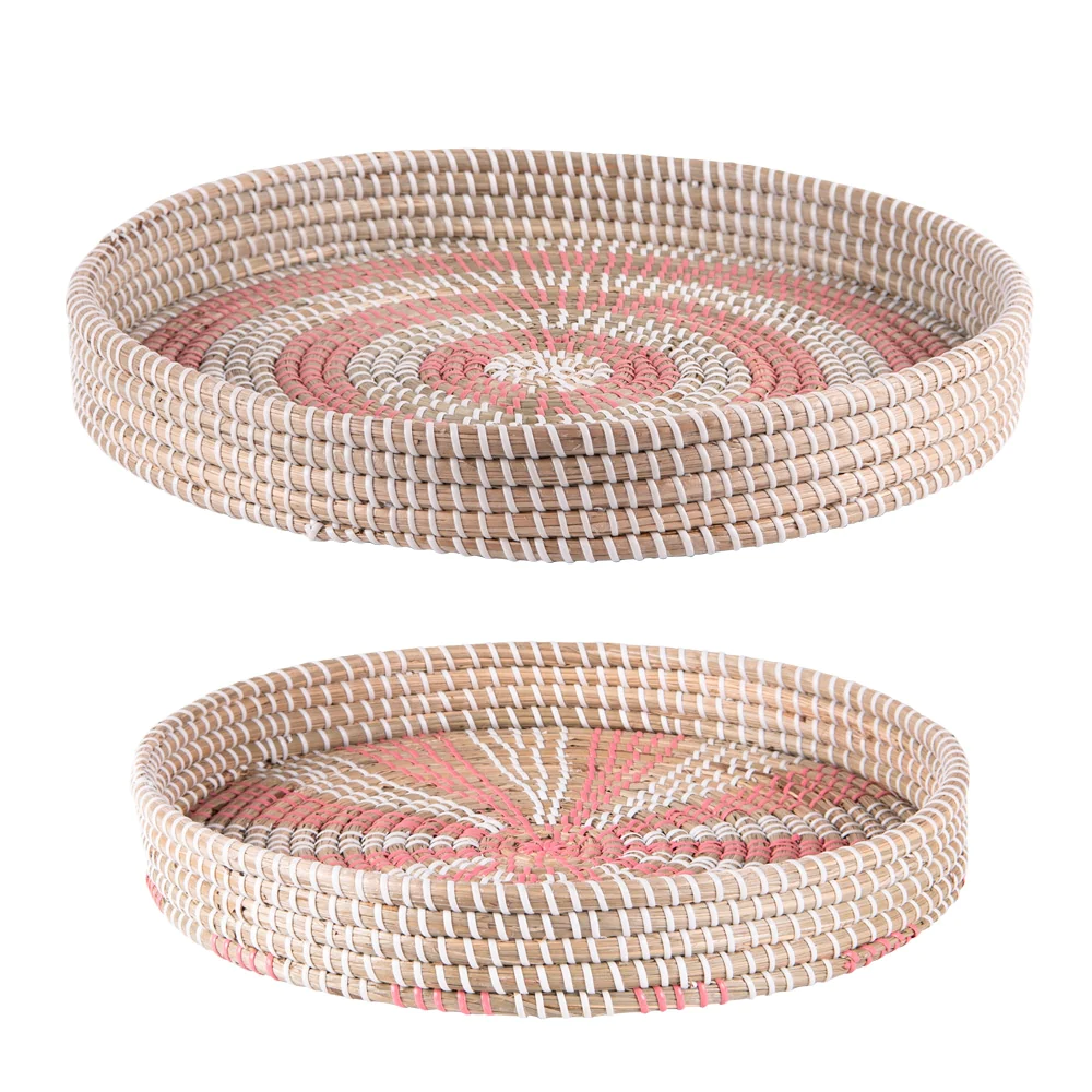 Set de 2 plateaux jonc mer rose Table passion