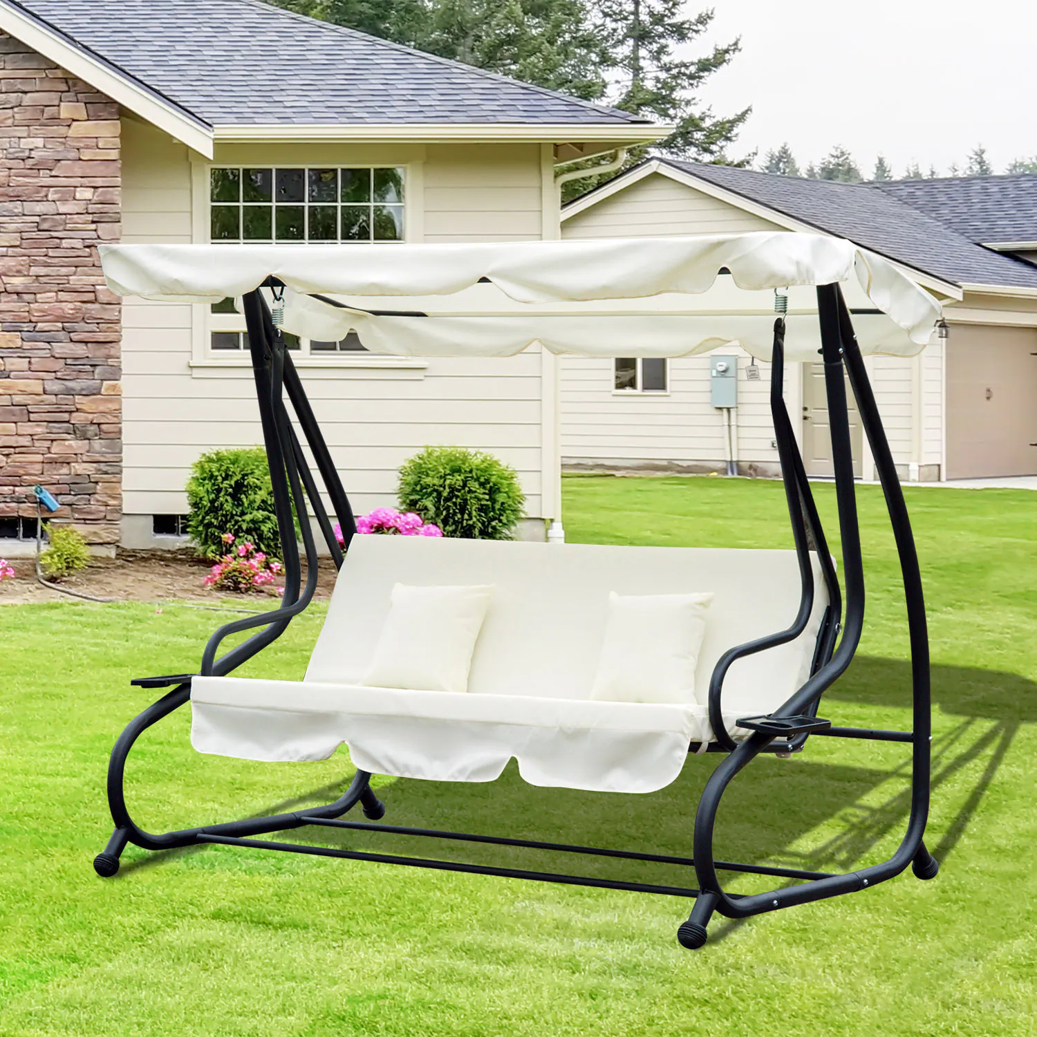 Outsunny Gartenschaukel mit Dach 200 x 120 x 164 cm (LxBxH)