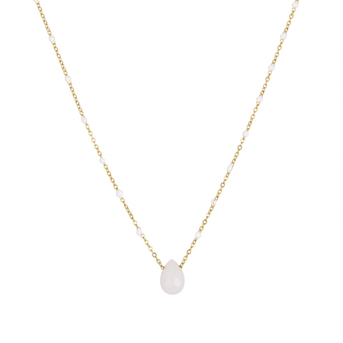 Collier goutte d'eau Jade blanc