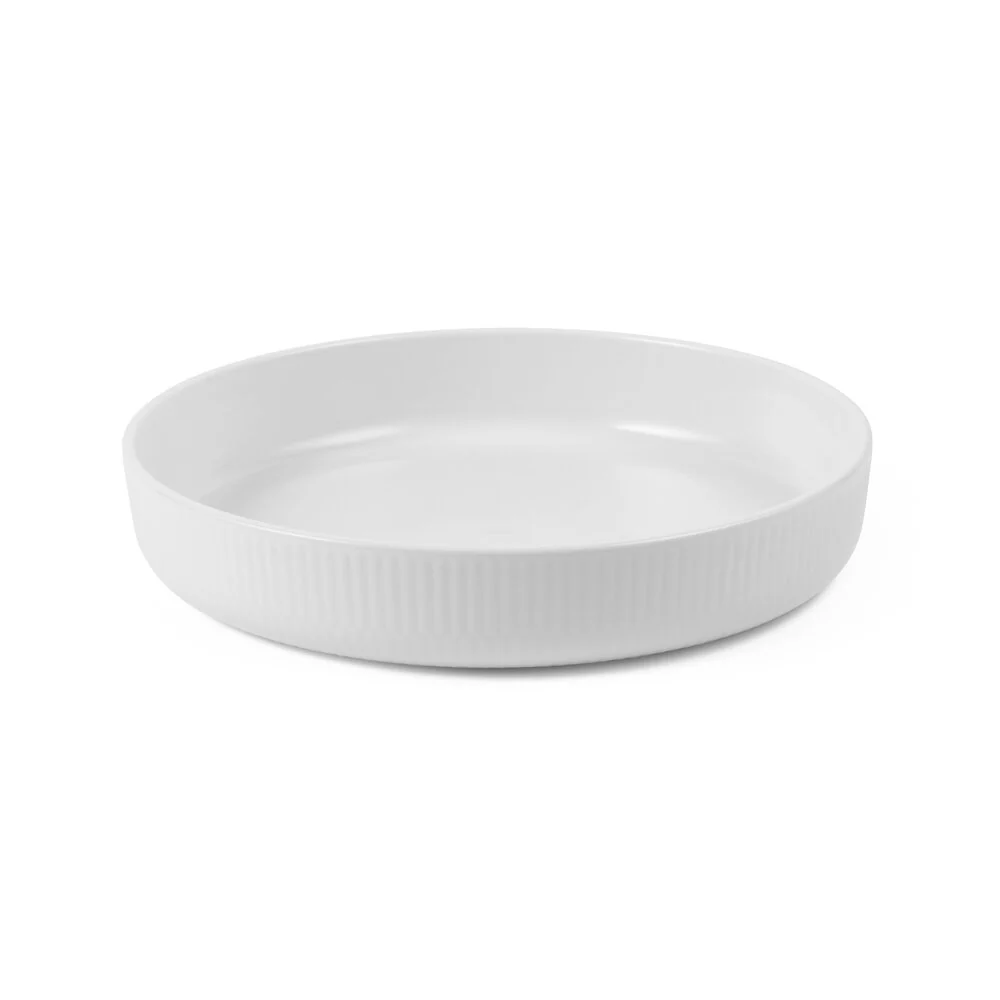 Royal Copenhagen  Hvid Riflet rundt ovnfastfad - Ø27 cm.