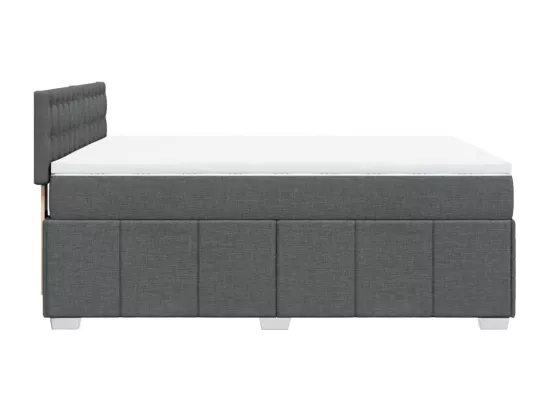 Sommier à lattes de lit avec matelas Gris foncé 140x190cm Tissu