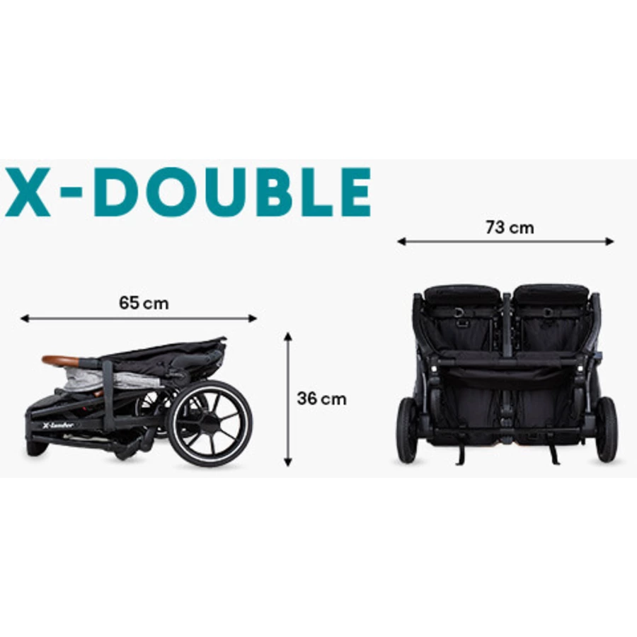 X-lander Geschwisterwagen X-Double Double Grey