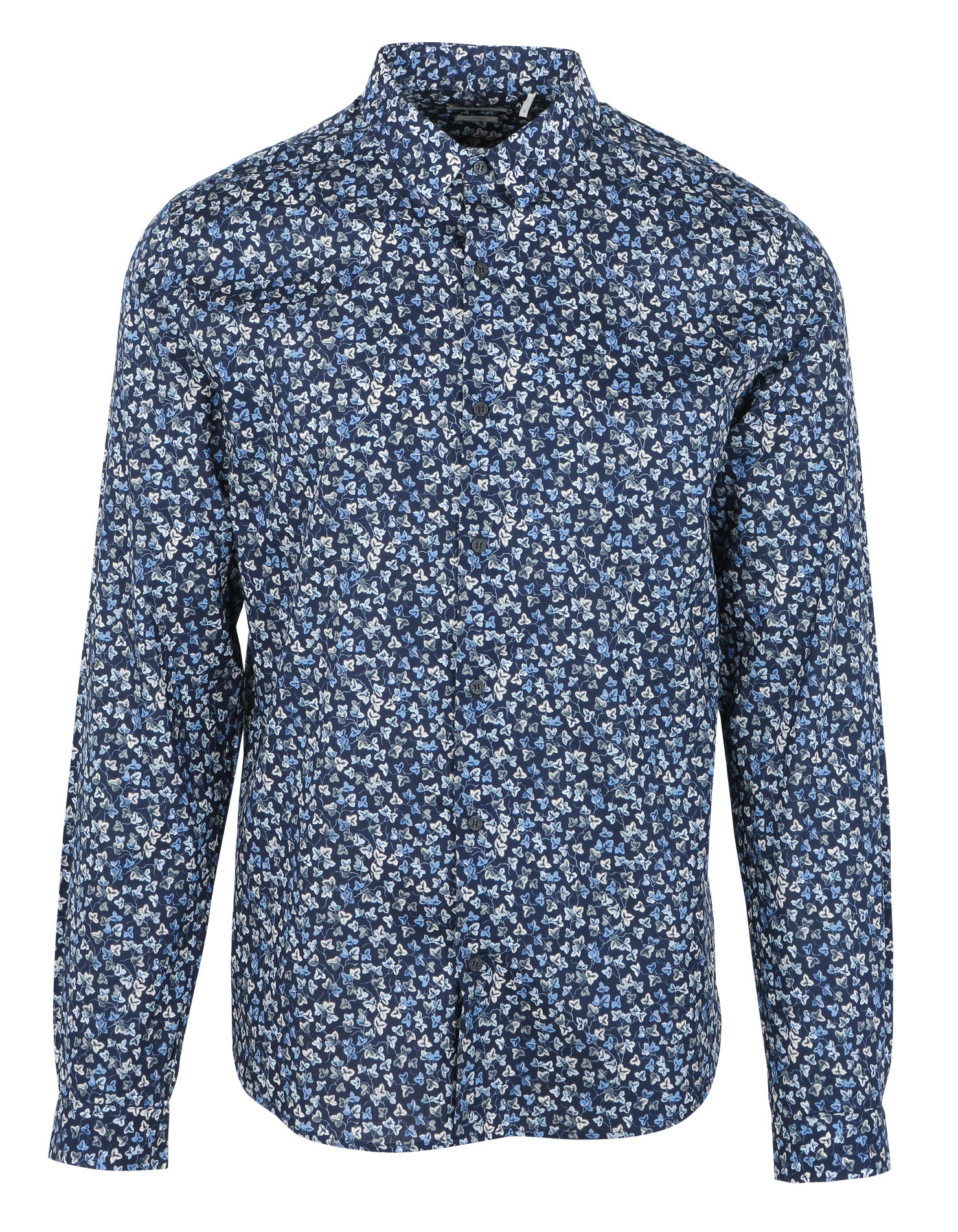 Chemise slim-fit en coton imprimée | Bleu