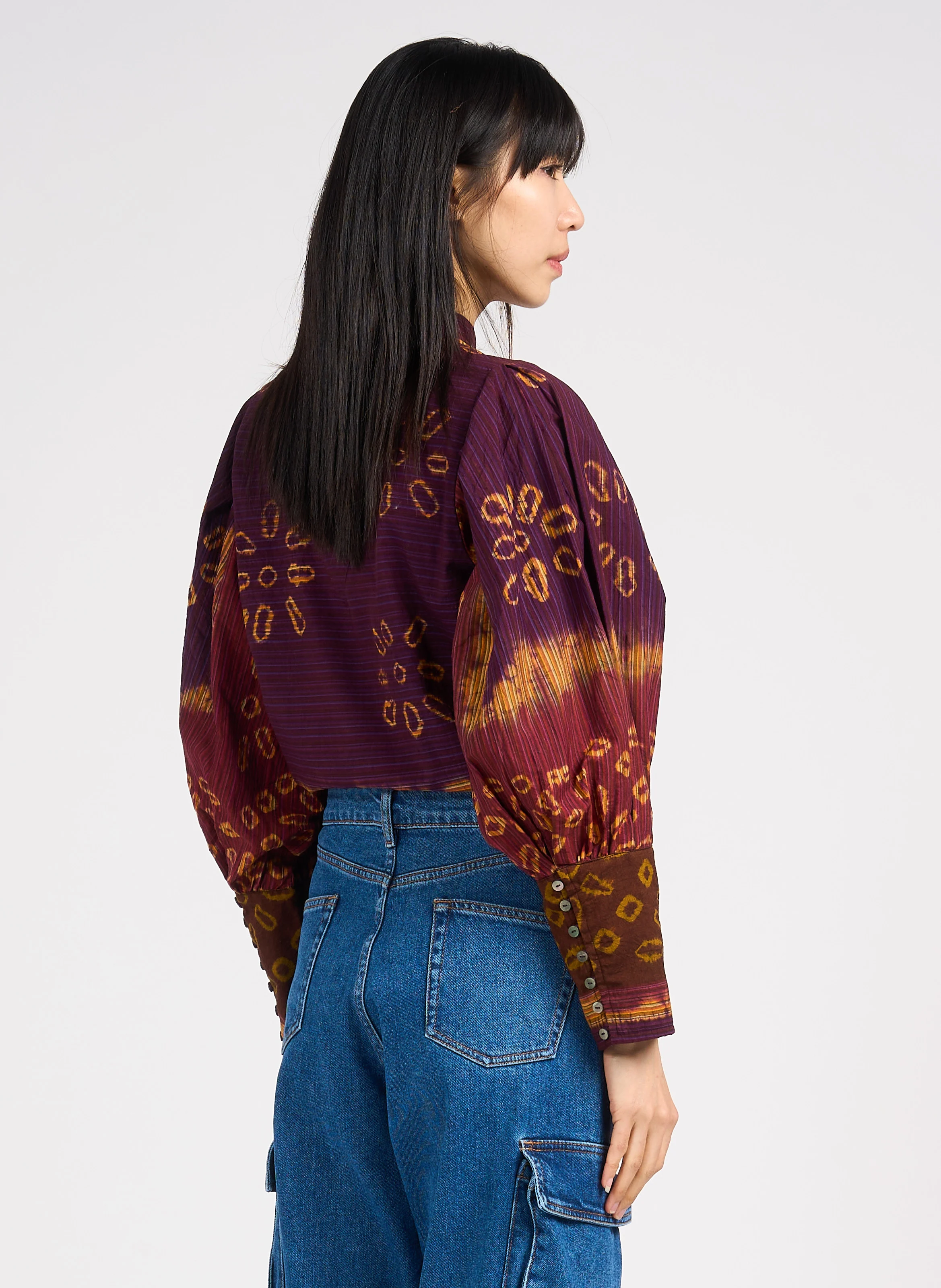 SEE - Chemise col rond imprimée en coton | Violet
