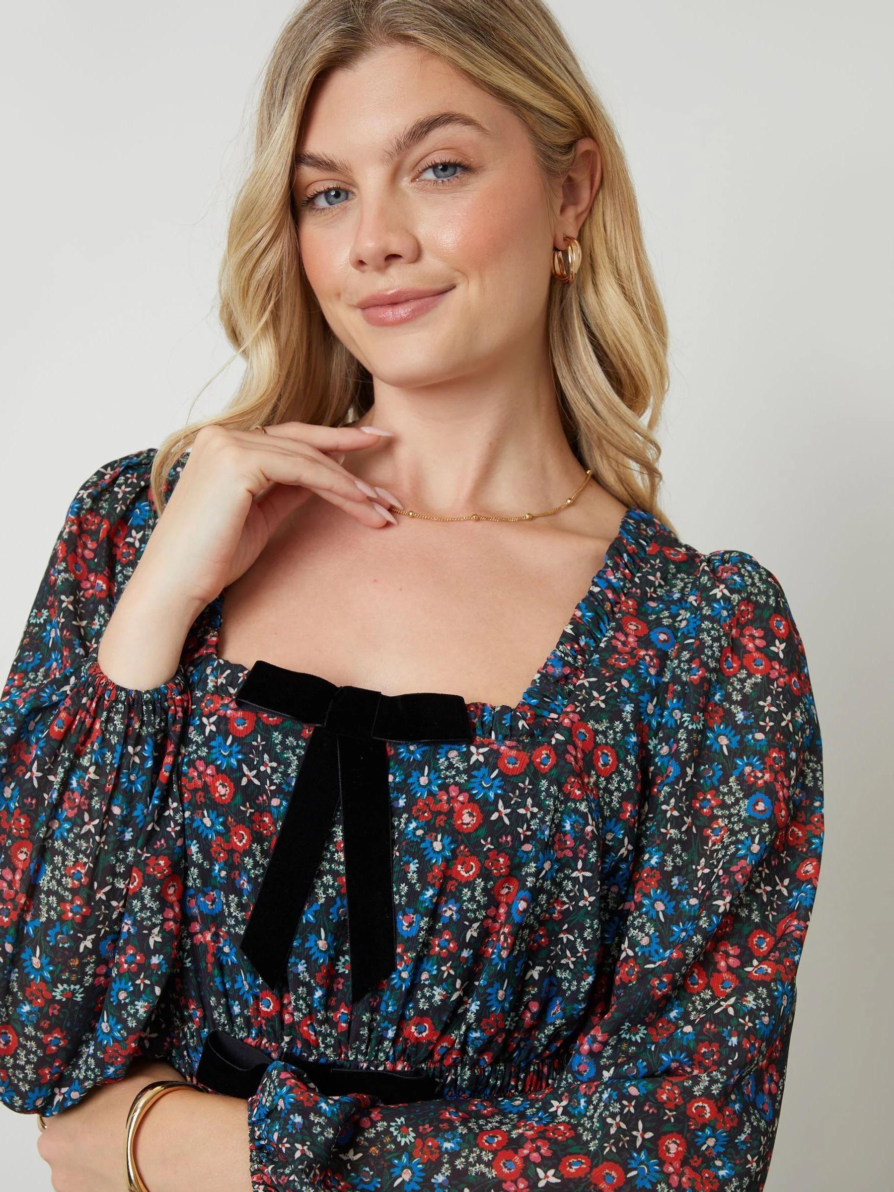 Zwart - Another Sunday Bow Detail Milkmaid Midi Dress