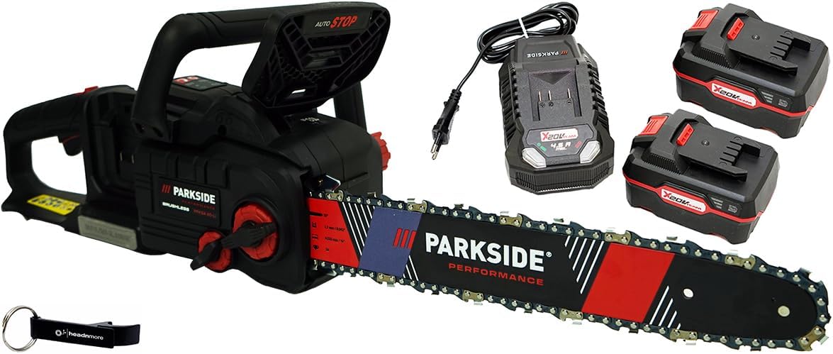 HEADNMORE® Bundle - PARKSIDE PERFORMANCE® 40V Akku Kettensäge PPKSA 40-Li B2 (inkl. 2x4ah Akkus) +Schlüsselanhänger