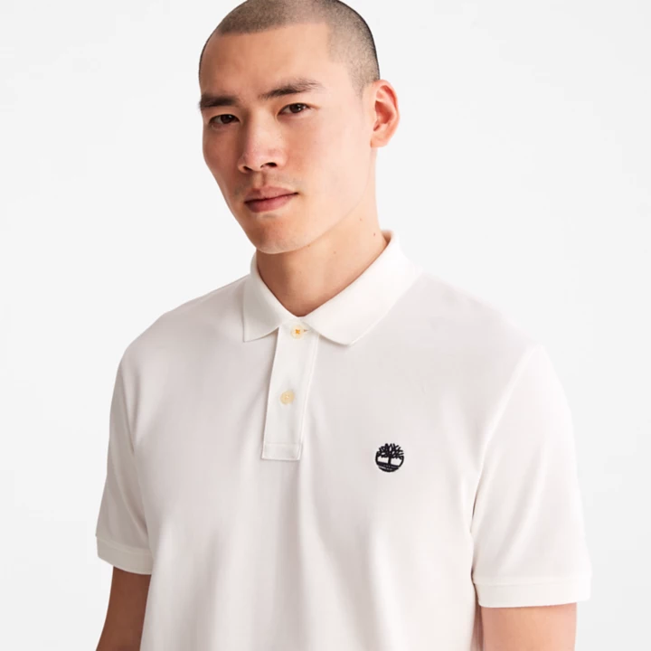 Camisa polo Millers River Pique para homem na cor branca