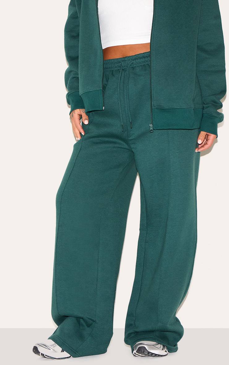 Forest Green Jogging Grande Taille Taille Mi-haute Jambe Droite Avec Détails De Coutures