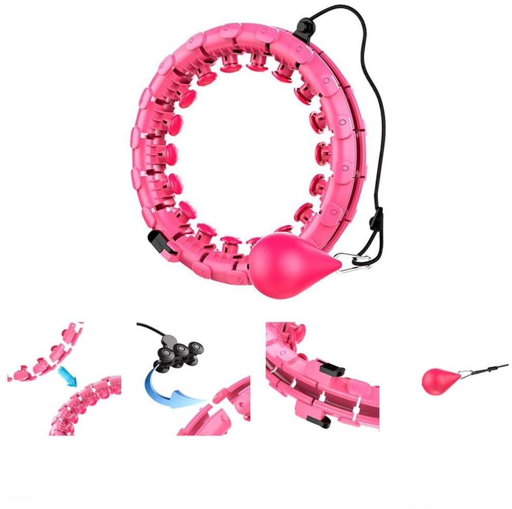 (Ø38cm) Magic Smart Hula Hoop Fitness Reifen Bauchtrainer für Erwachsene (24 Abnehmbare Segmente) - Pink
