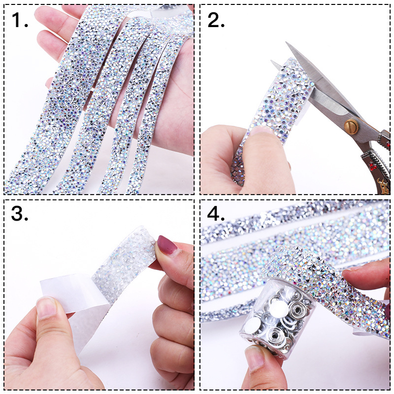 (4er Set) 10-30mm Washi Tape Bastel Deko Klebeband Glitzer Geschenk Band - Glitzer