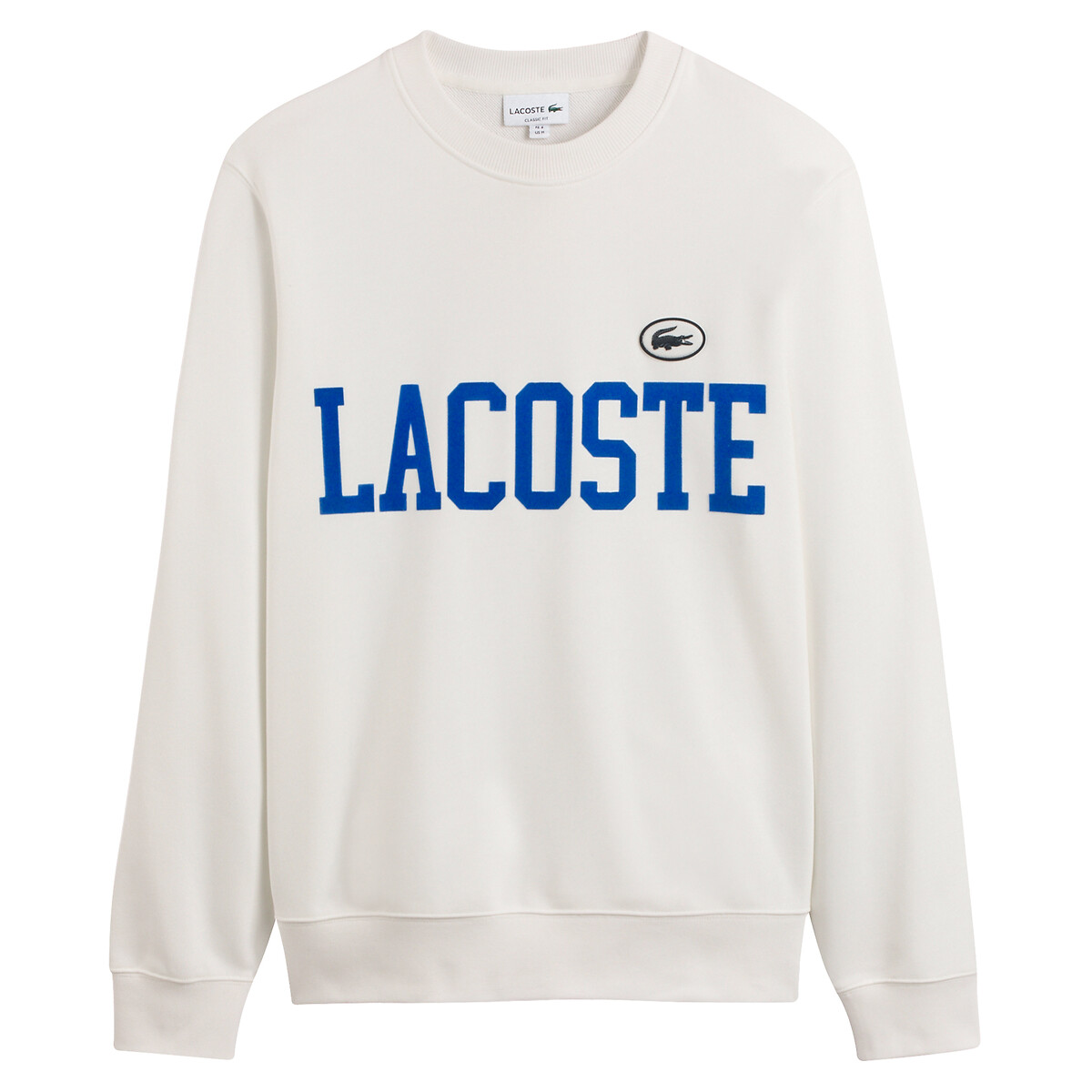 Suéter LACOSTE com gola redonda e logo, em fleece.