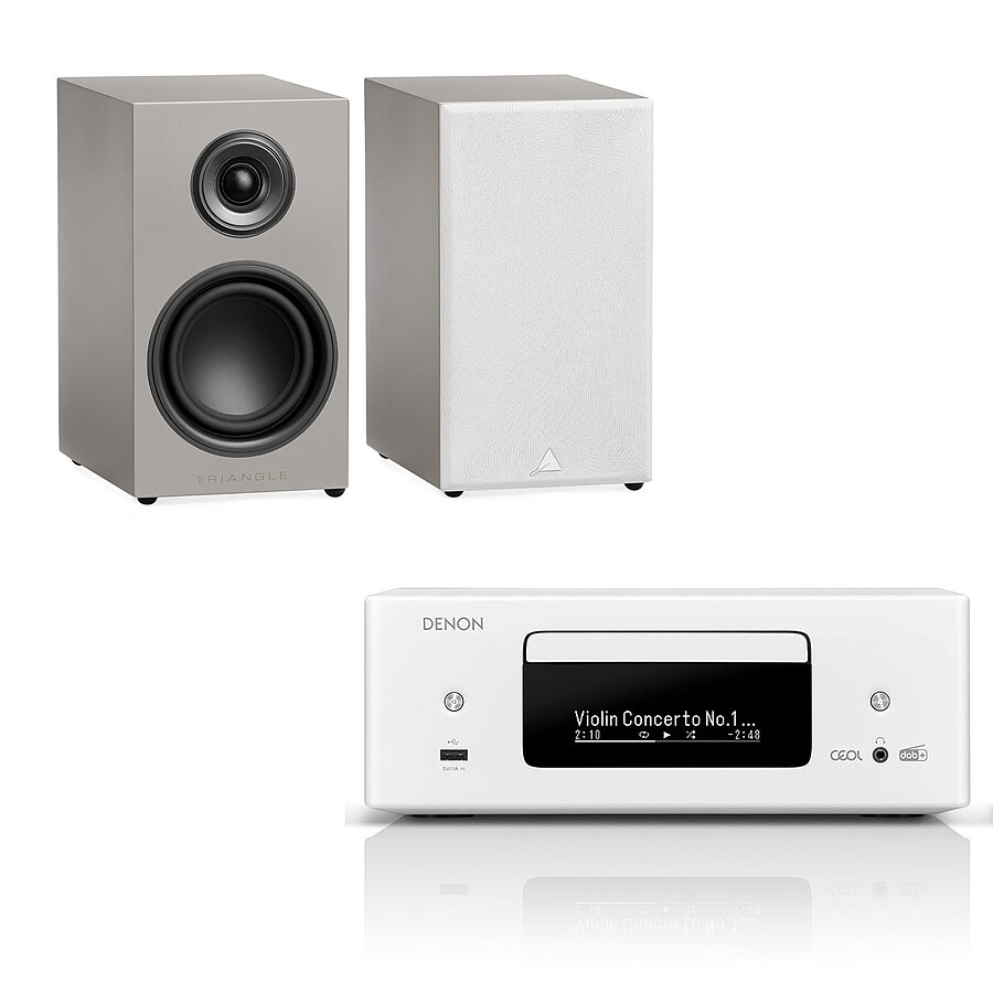 Denon RCD-N12DAB Blanc + Triangle Elara LN01 Gris