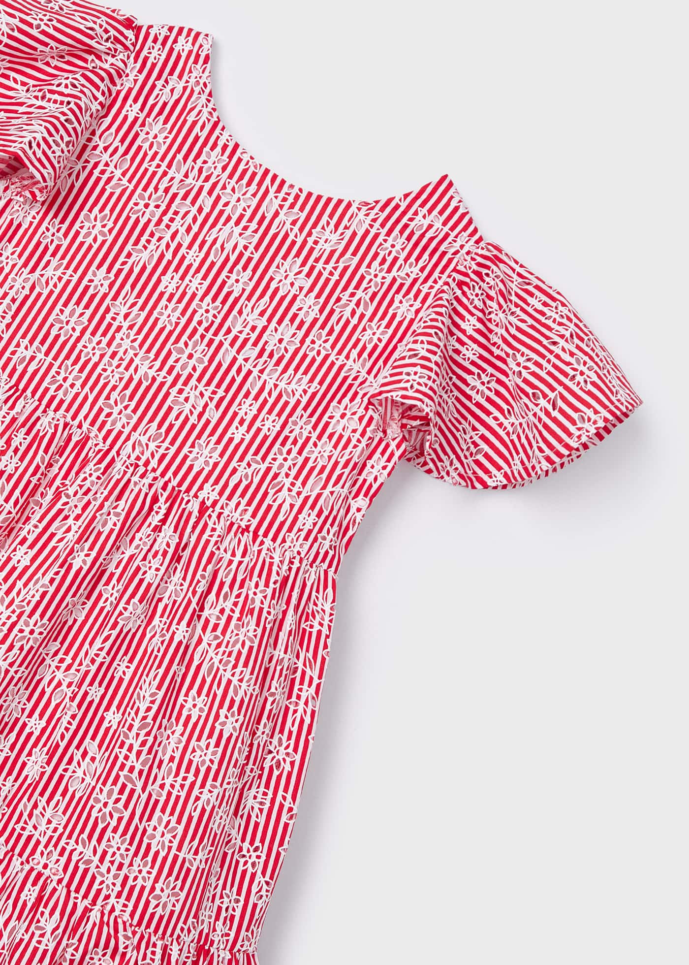 Vestido listrado de popeline para meninas, cor tinta
