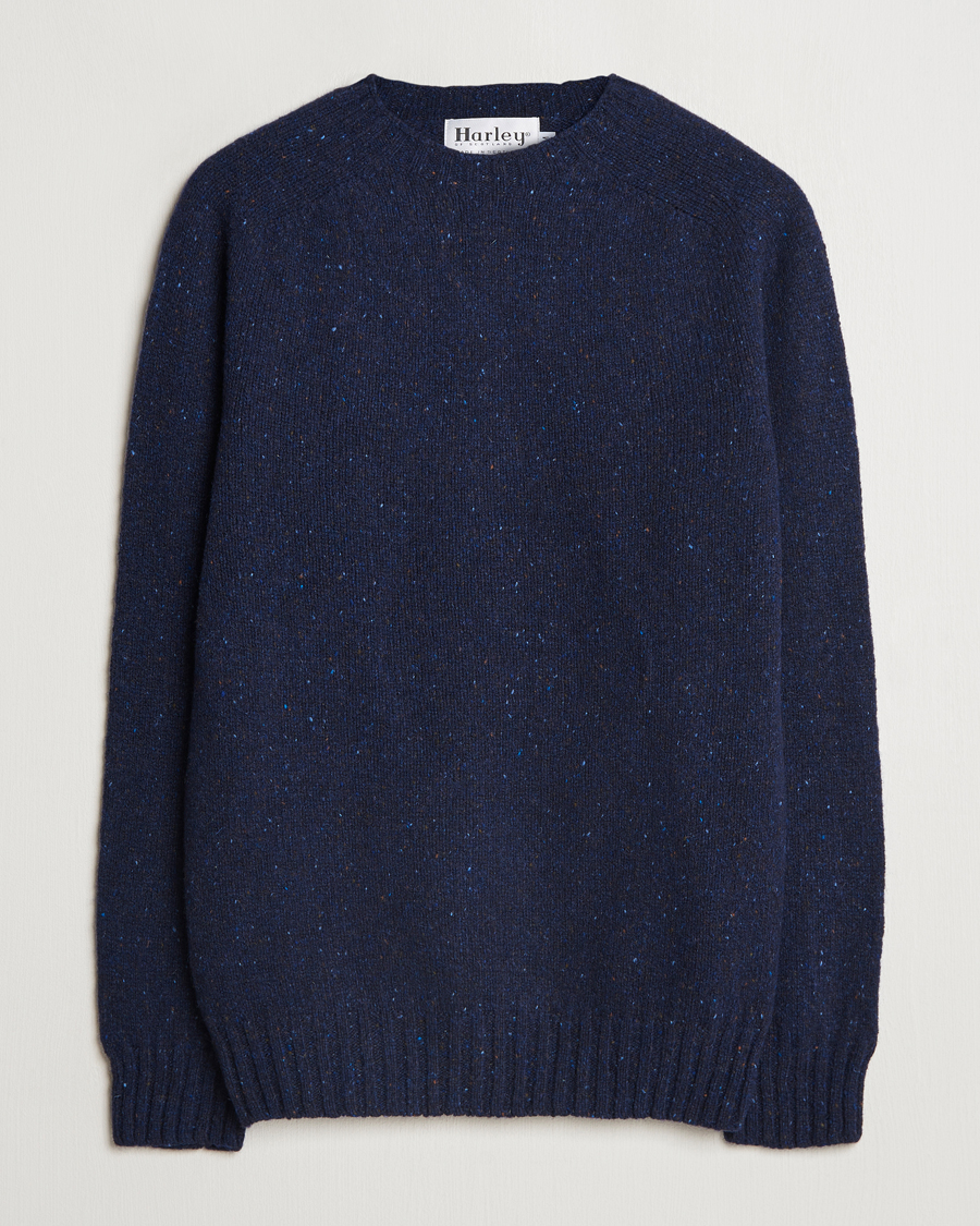 Harley Of Scotland Donegal Wool Crewneck Jura Blue