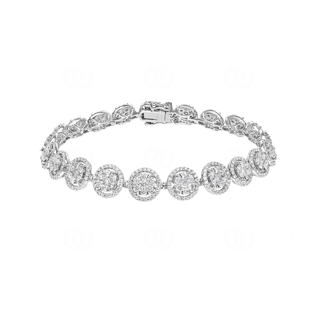 5.00 Karat Diamanten Halo Tennisarmband 750/18 K Weissgold