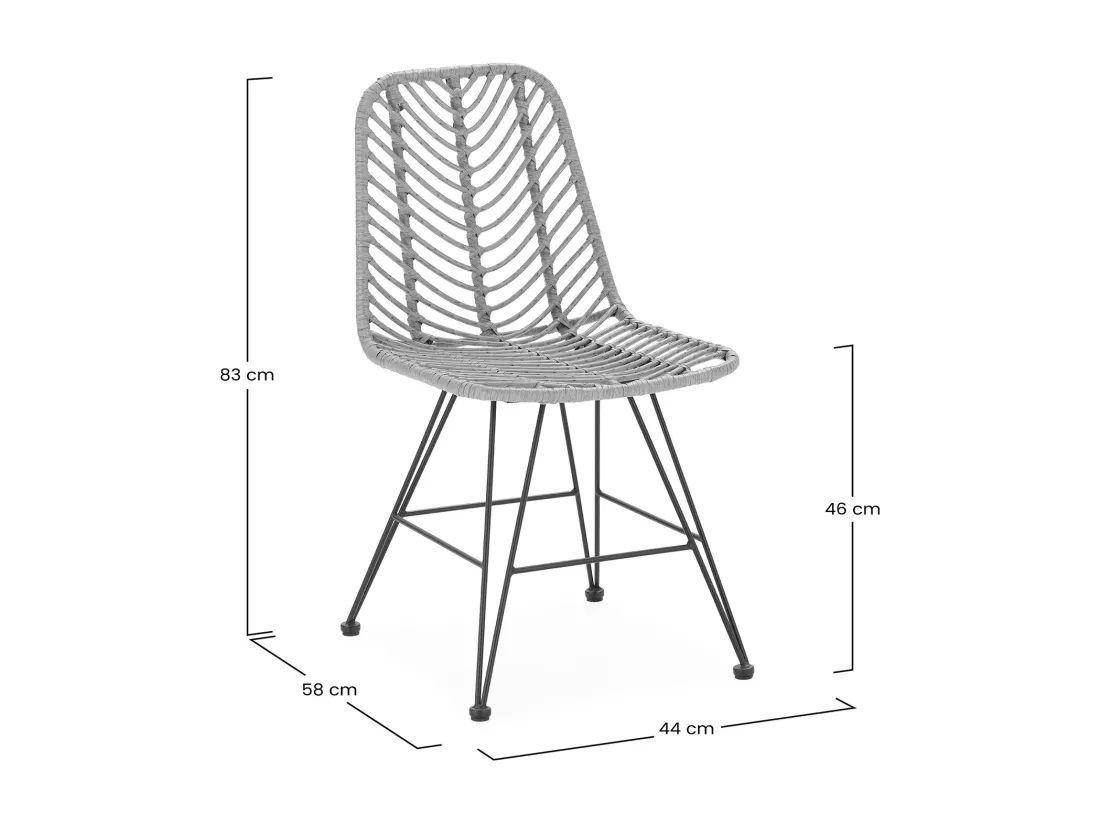 Pack de 2 chaises de salle à manger ou de jardin Emi Ratan/Noir