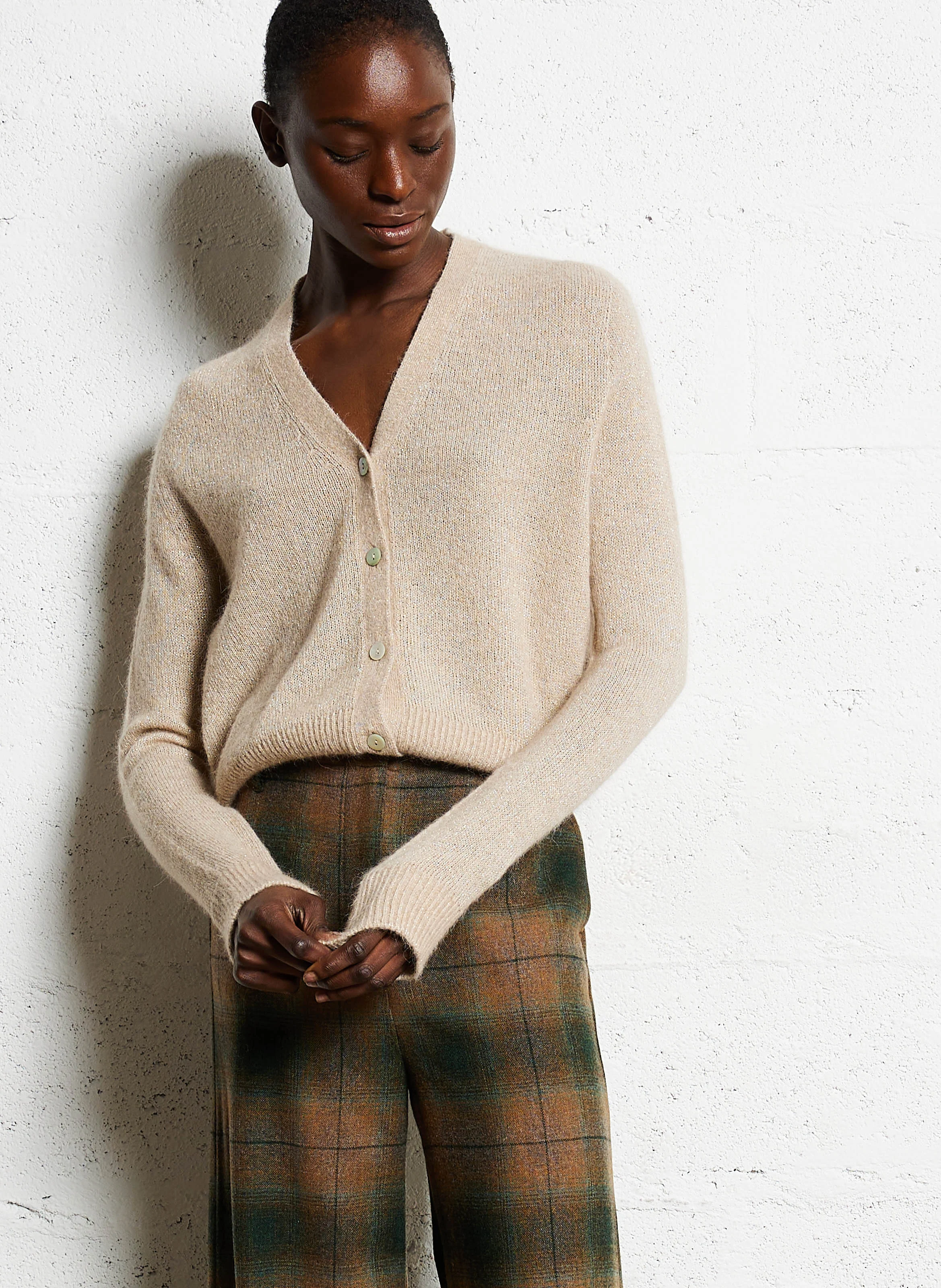 JIRO - Gilet droit col v| Beige