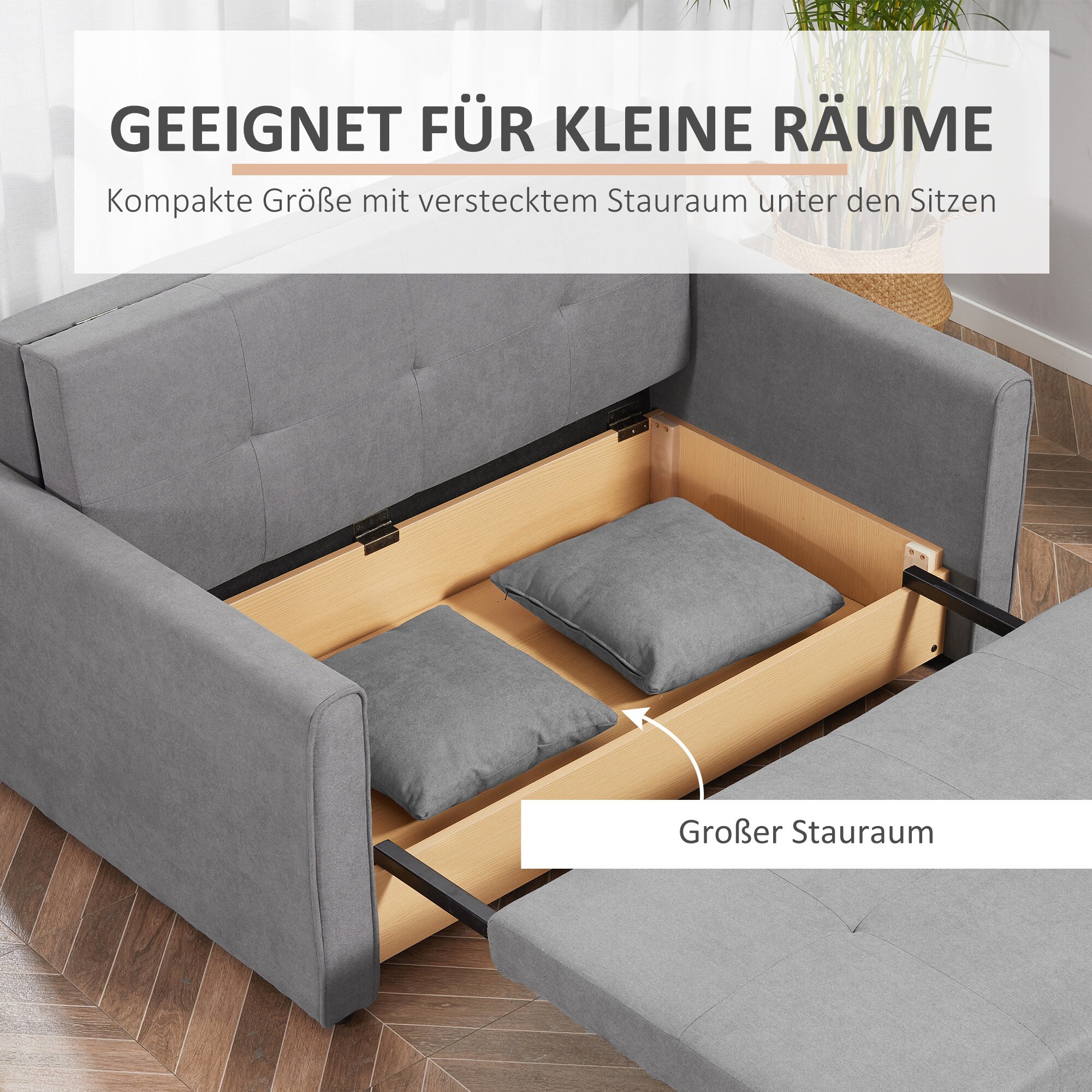 HOMCOM Schlafsofa mit Ausziehfunktion 152L x 101B x 81H cm