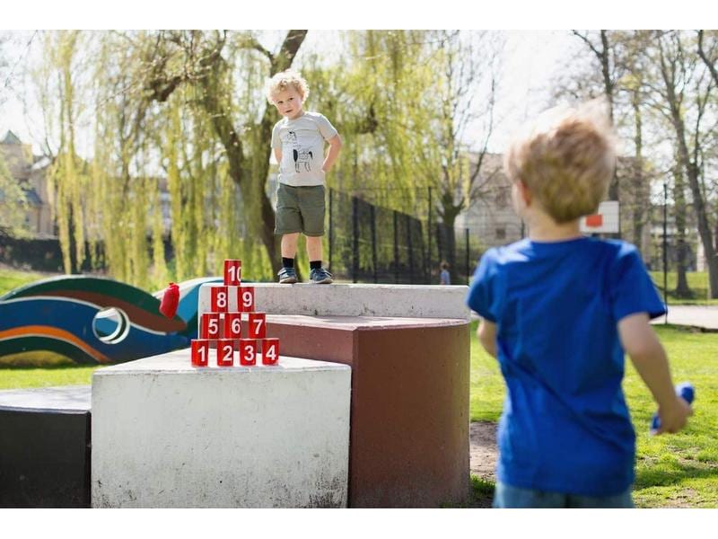 BS Toys Wurfspiel Büchsenwerfen rot mit Zahlen Mit 3 Wurfsäcken