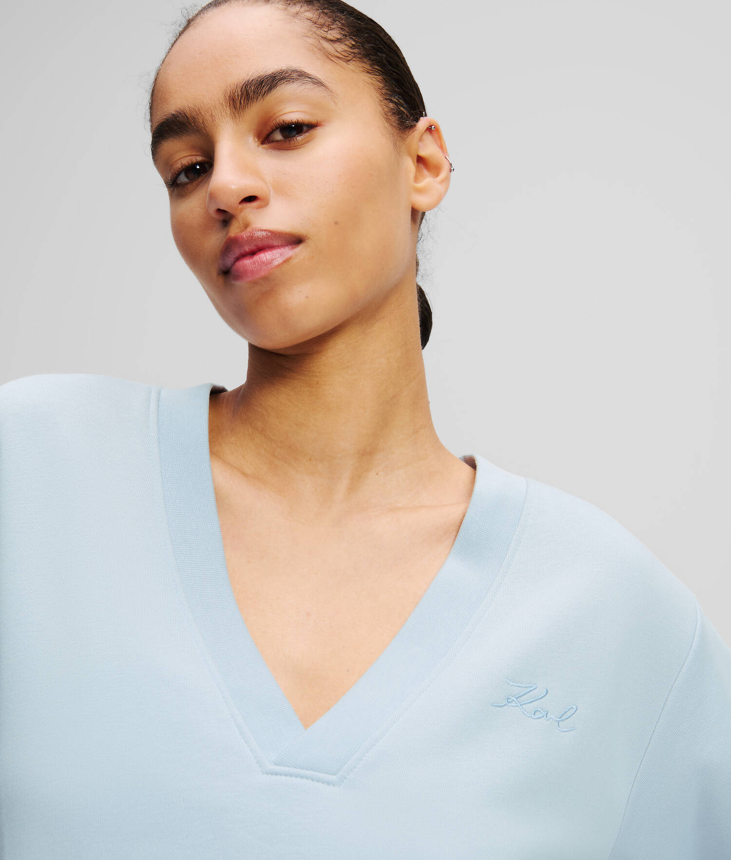 SWEATSHIRT À COL V - Bleu Kentucky