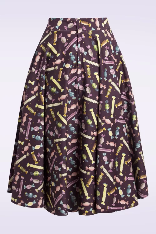 Banned Retro Candy swing rok in aubergine