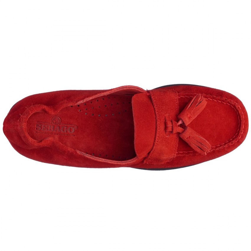 LISA Red-Mocassin pour femme en cuir suede
