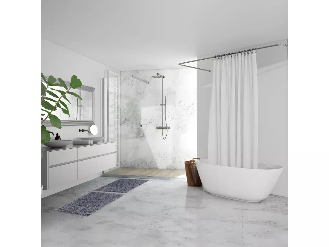 Tapis de salle de bain 40 x 60 cm en coton chenille gris - NAPOLEON