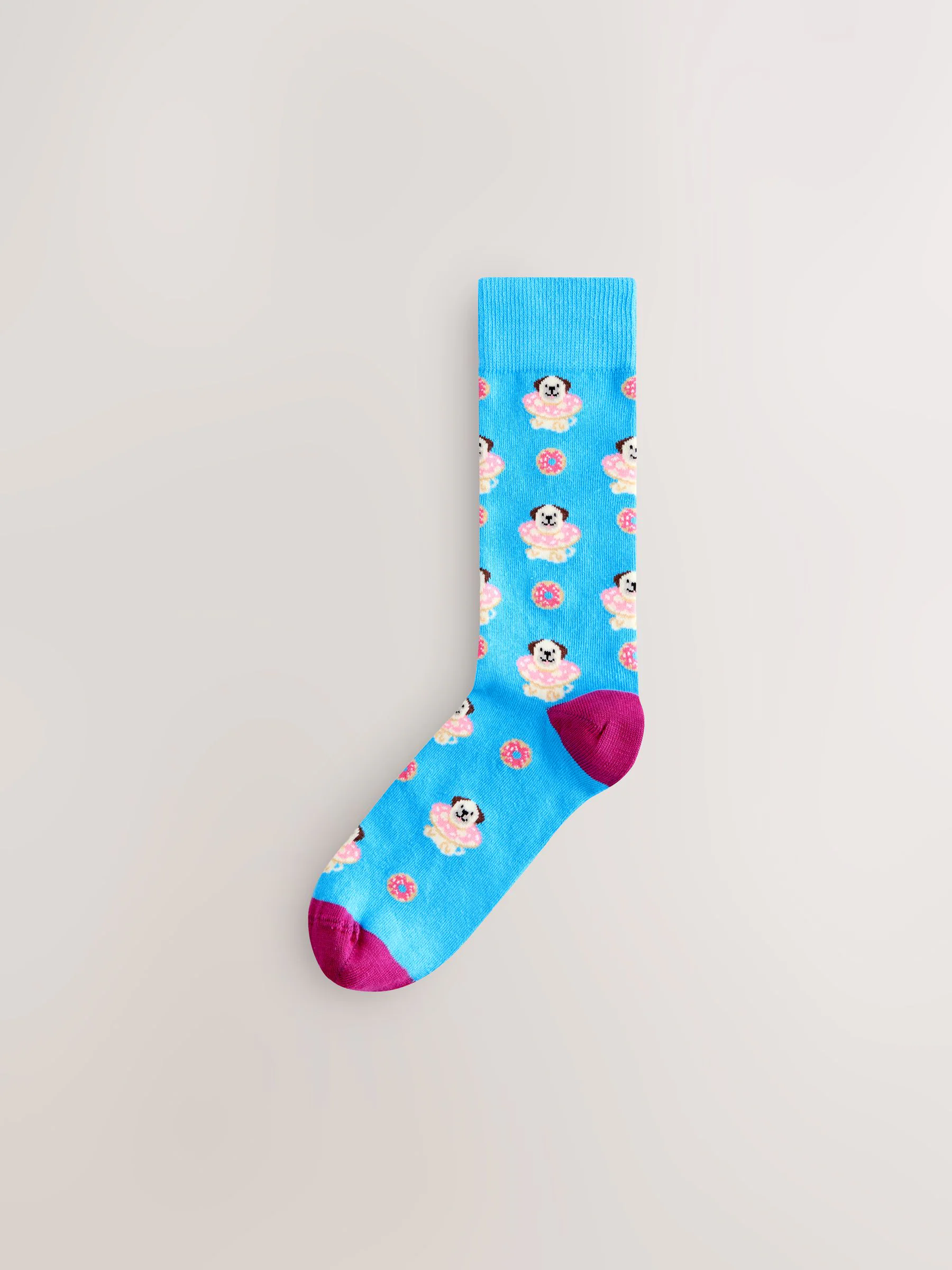 Blauw/groen/rood novelty hond - Set van 8 sokken met patroon